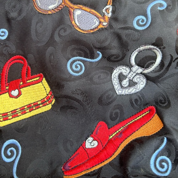 BRIGHTON Black Embroidered Shoulder Tote Handbag Purse Two Handle Zip Closure C4 - Picture 15 of 15